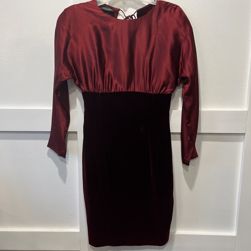 Gillian Velvet And Satin Dark Red Dress Size 8 Open-Back Cocktail Wedding